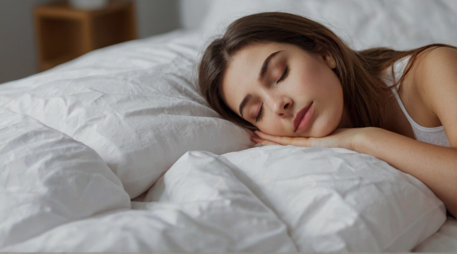 Image of a person peacefully sleeping in a comfortable bed, representing the importance of getting adequate sleep for health and well-being.