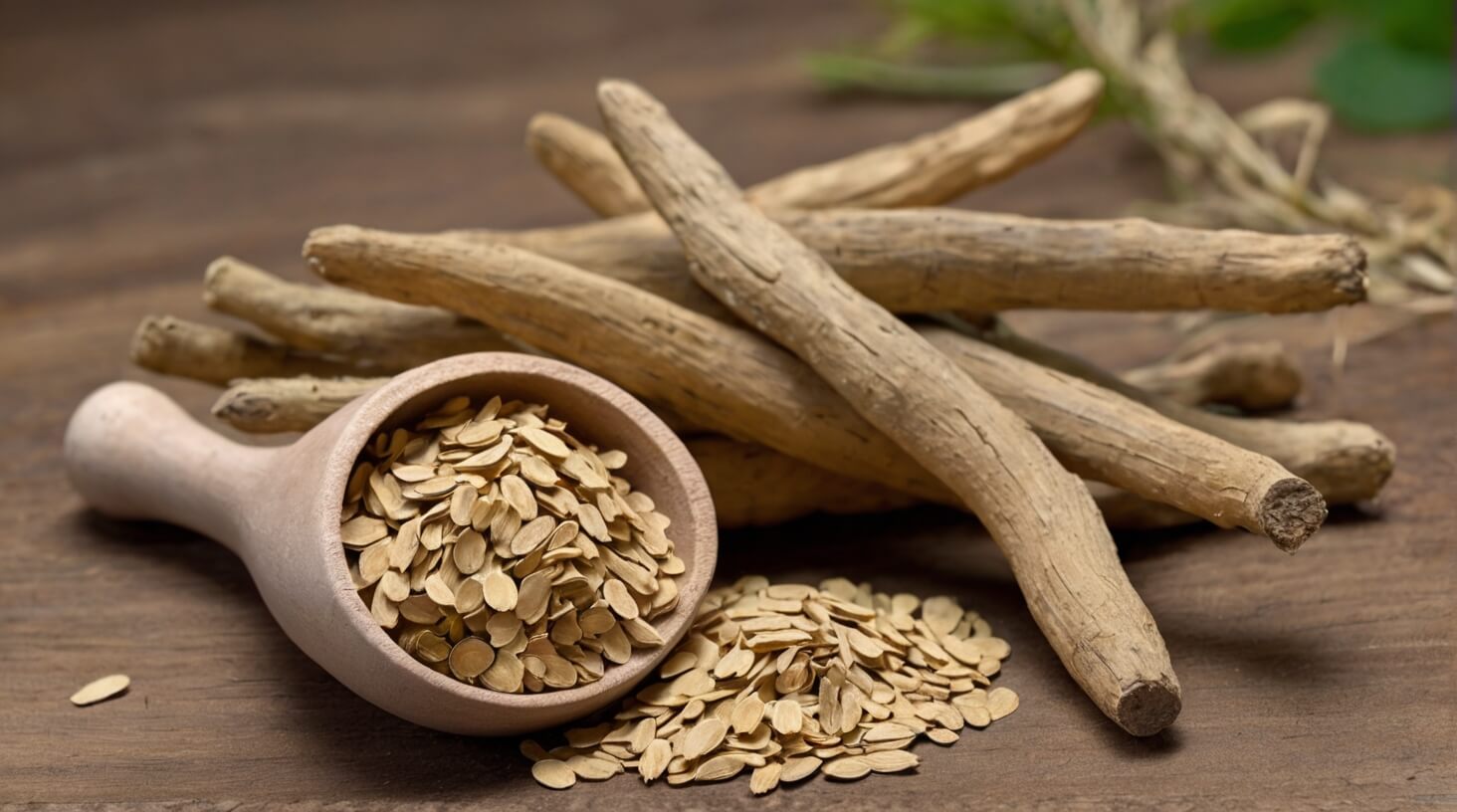 A close-up image of dried astragalus root, known for its immune-boosting properties