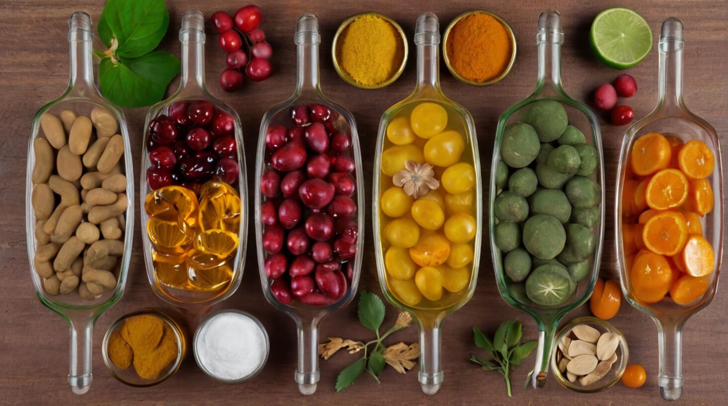 Image of assorted natural supplements arranged neatly, promoting immunity support.