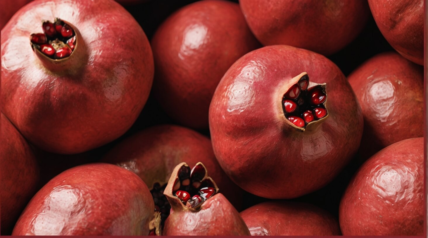A close-up of fresh pomegranate seeds, highlighting the rich red color and the abundance of vitamins and minerals in pomegranate extract.