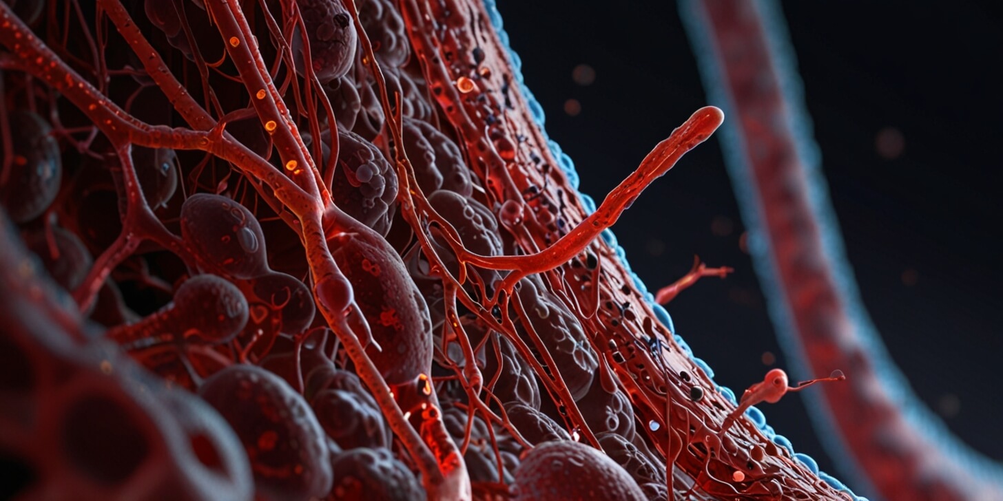 Image depicting blood clotting in COVID-19 patients, highlighting medical implications and risks.