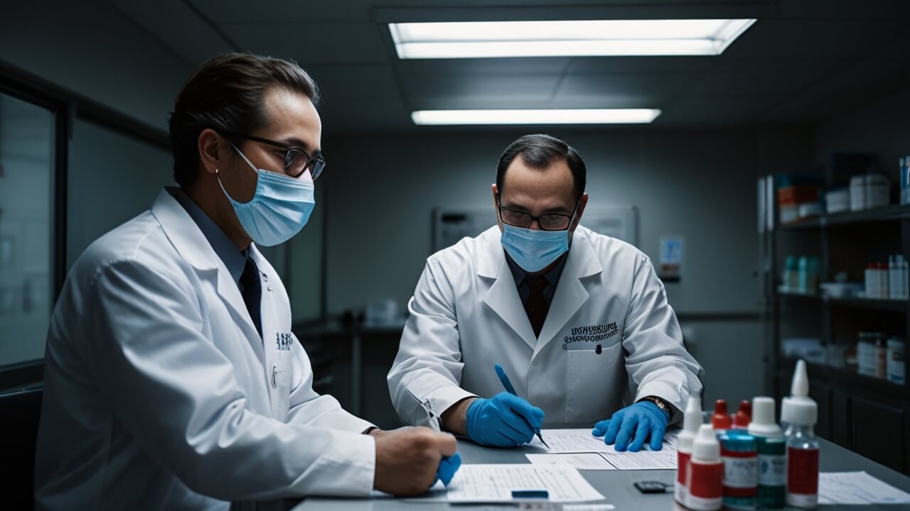 Scientists conducting vaccine research and deployment in a laboratory setting.